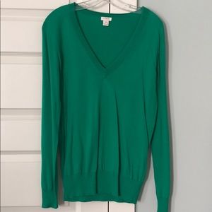 J crew V neck green sweater